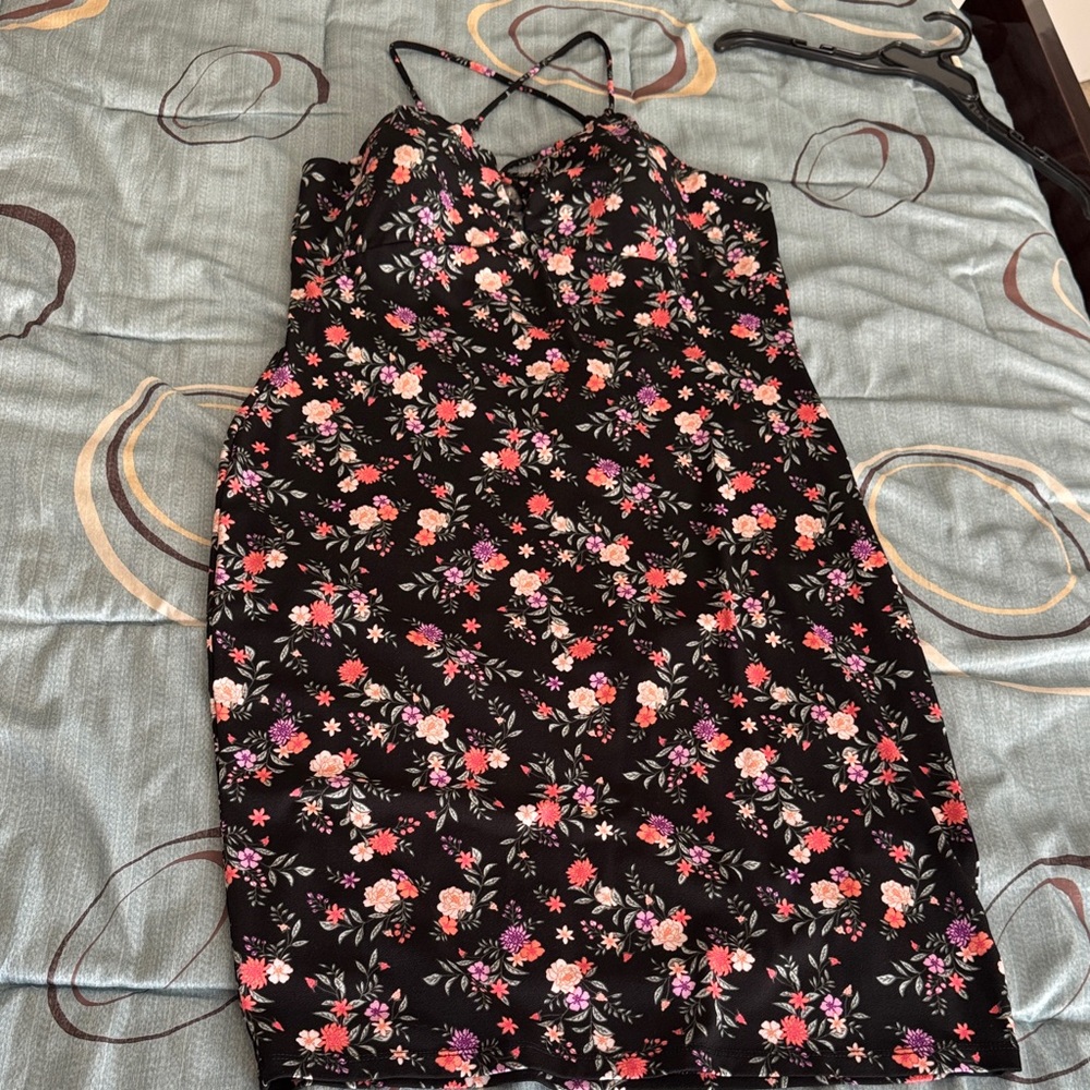 No Boundaries Black Floral Midi Dress
